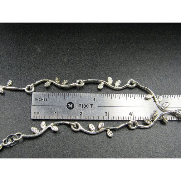 7" Sterling Silver Tarnished Floral Chain Bracelet Vintage Elegant Beautiful - Picture 5 of 6